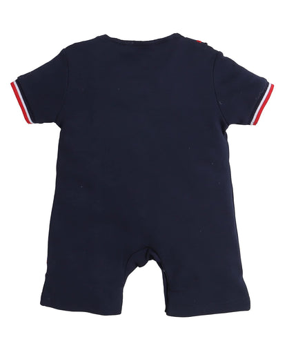 Bumzee Navy Boys Half Sleeves Thigh Length Romper