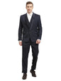 Turtle Men Blue Polyviscose Checkered Formal Suit (3 Piece)