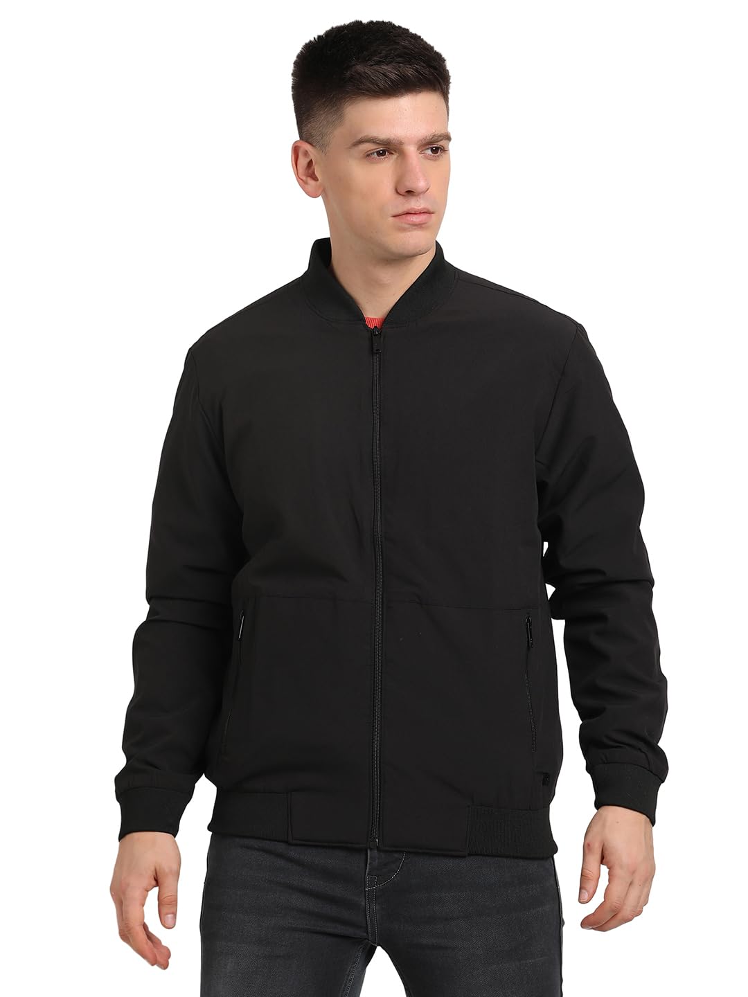 Turtle Men Black Regular Fit Solid Nylon Windcheater Jacket