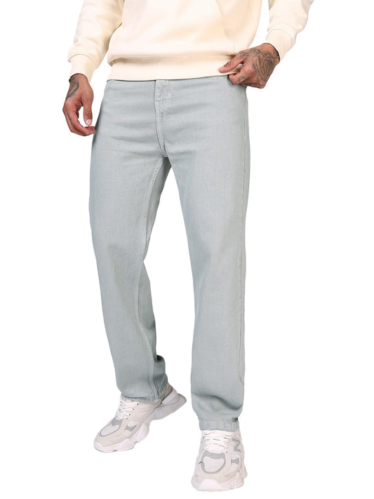 Bewakoof Mens Solid Straight Fit Pure Cotton Jeans_684672_Grey_28