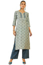 Soch Womens Grey Muslin Kurta Set with Printed Designs and Embellishments