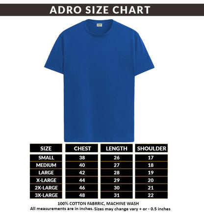ADRO Mens Printed T Shirt - Premium Cotton Graphic Printed Tshirt - Royal Blue T-Shirt - RN24-TOB-RB