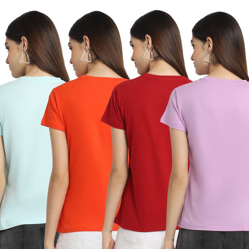 Preneum Womens Cotton Regular Fit Latest Graphic Stylish Printed Short Sleeves Casual T-Shirt || Trendy Designs & Stylish (Pack