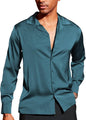 CB-COLEBROOK Men Luxury Satin Silk Dress Shirt - Long Sleeve, Satin, Shiny Button Down, Prom, Wedding Party Shirt (in, Alpha, L,