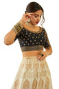 Soch Womens Black Tussar Embroidered Front-Open Blouse With Sequin Embellishments
