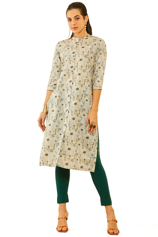 Soch Women's Rayon Regular Fit Floral Regular Kurta