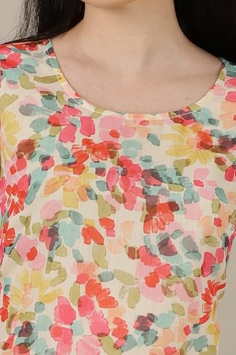 Aurelia WomenS Floral Printed Straight Kurta | Round Neck Kurta For Women | Printed Kurta For Women | Beautiful Regular Fit Kurt