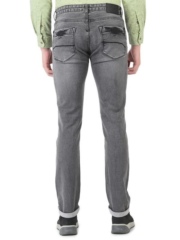 Turtle Men Light Grey Narrow Fit Solid Jeans