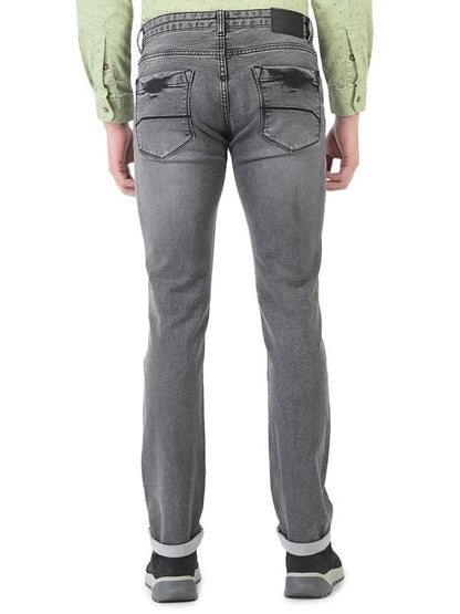 Turtle Men Light Grey Narrow Fit Solid Jeans
