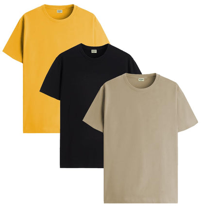 ADRO Men's Solid Regular Fit T-Shirt (RCM3-PLN)
