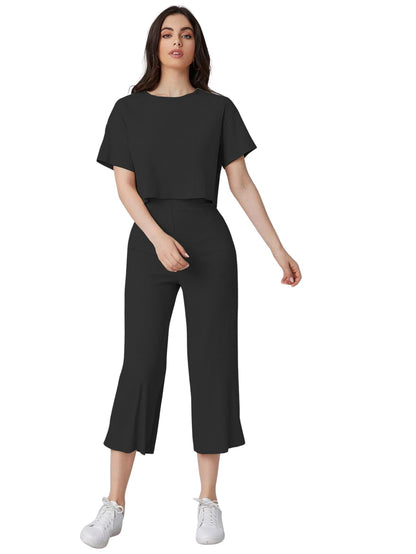 Leriya Fashion Women Co Ord Set | Ribbed Pajama Set | Casual Wear Pant Top Set | Fancy Co-Ord Set | Pack Of 2 | Drop Shoulder Kn