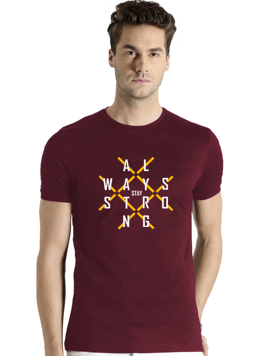 ADRO Mens Always Stay Strong Cotton T-Shirt (RN22-03-ALW-MR_Maroon)