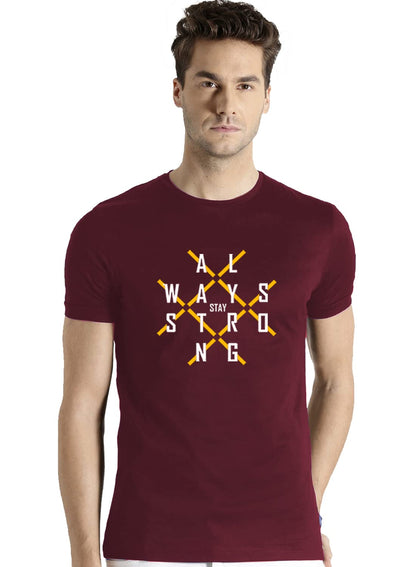 ADRO Mens Always Stay Strong Cotton T-Shirt (RN22-03-ALW-MR_Maroon)