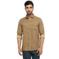 Turtle Men Cotton Blend Khaki Slim Fit Printed Shirts