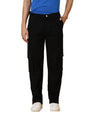 Kotty MenS Solid Mid Rise Straight Fit Stylish Looking Cargo Jeans(Black,36)