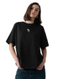 The Souled Store No Rain No Flowers Women and Girls Short Sleeves Round Neck Black Graphic Printed Cotton Oversized T-Shirts