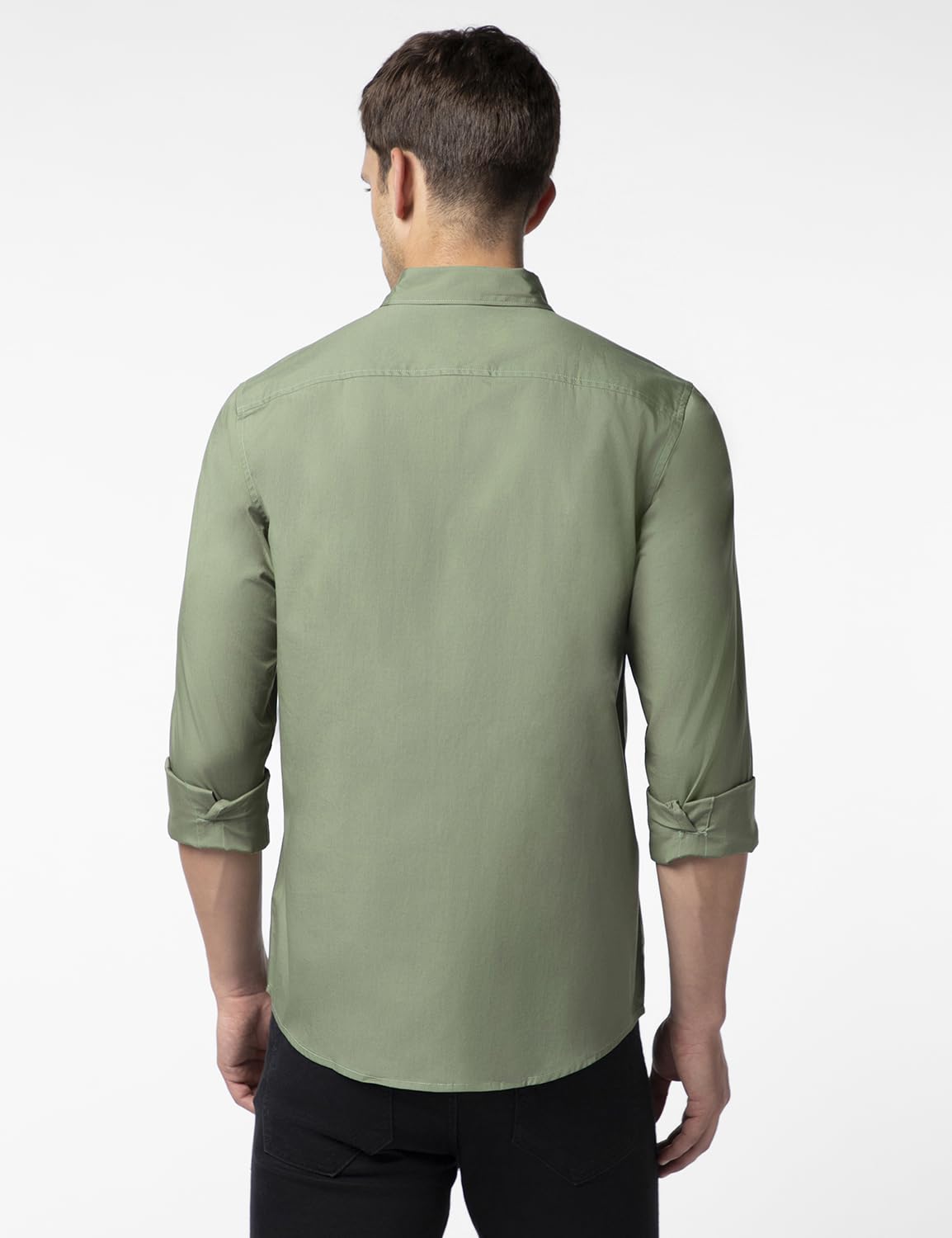 FYLTR Mens Solid 100% Cotton Casual Full Sleeves Shirt with Pocket Rifle Green