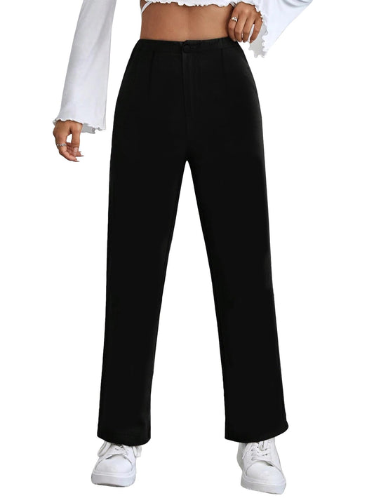 Toochki Premium Womens Slim 4-Way Stretch Formal Black Trousers (Flexi-Waist | Easy Care | Desk-to-Dinner)