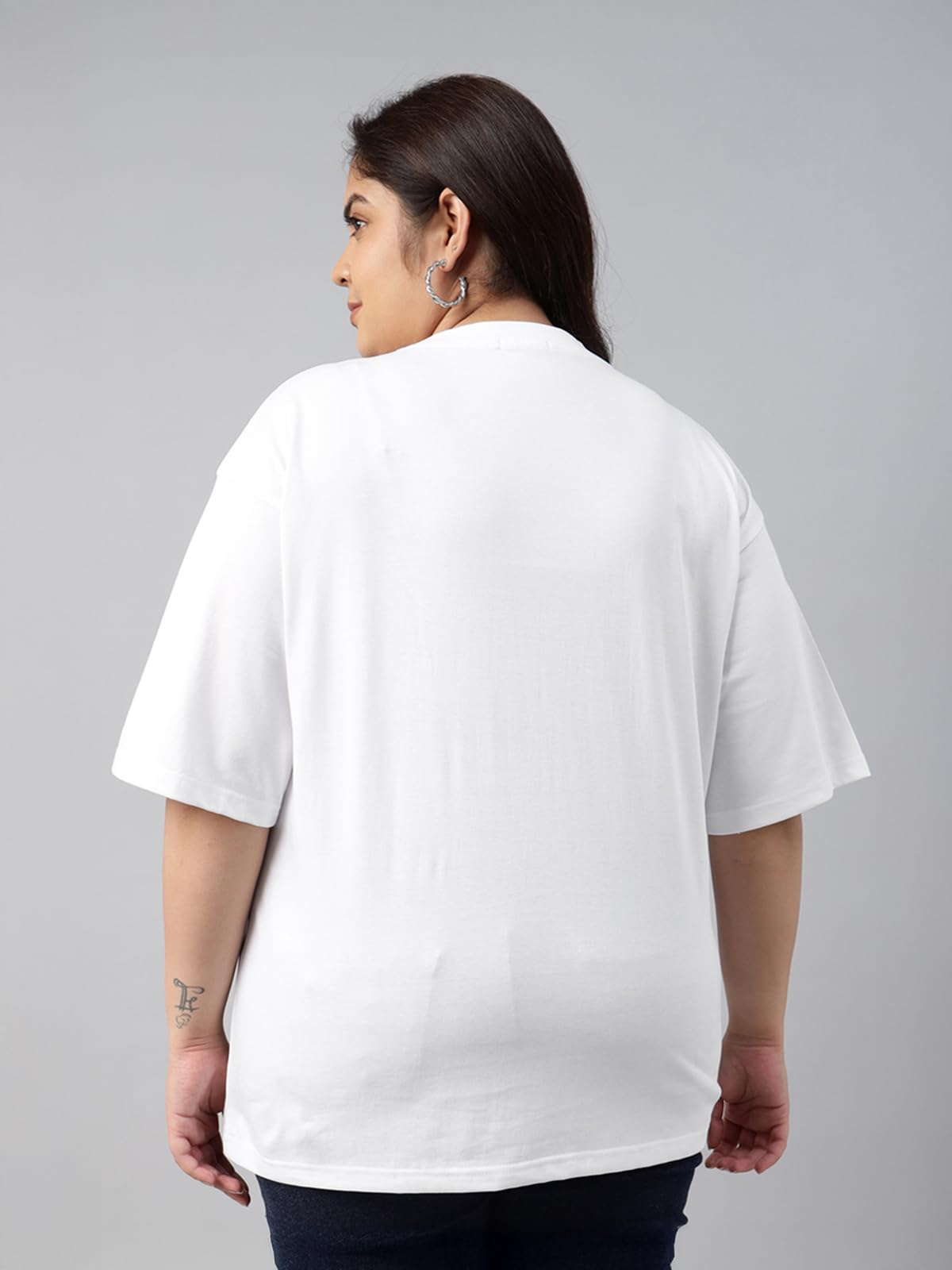 Juneberry 100% Pure Cotton Oversized Fit Latest & Trendy All Over Prints Half Sleeve Plus Size T-Shirt For Women & Girls (Ps_Jbb