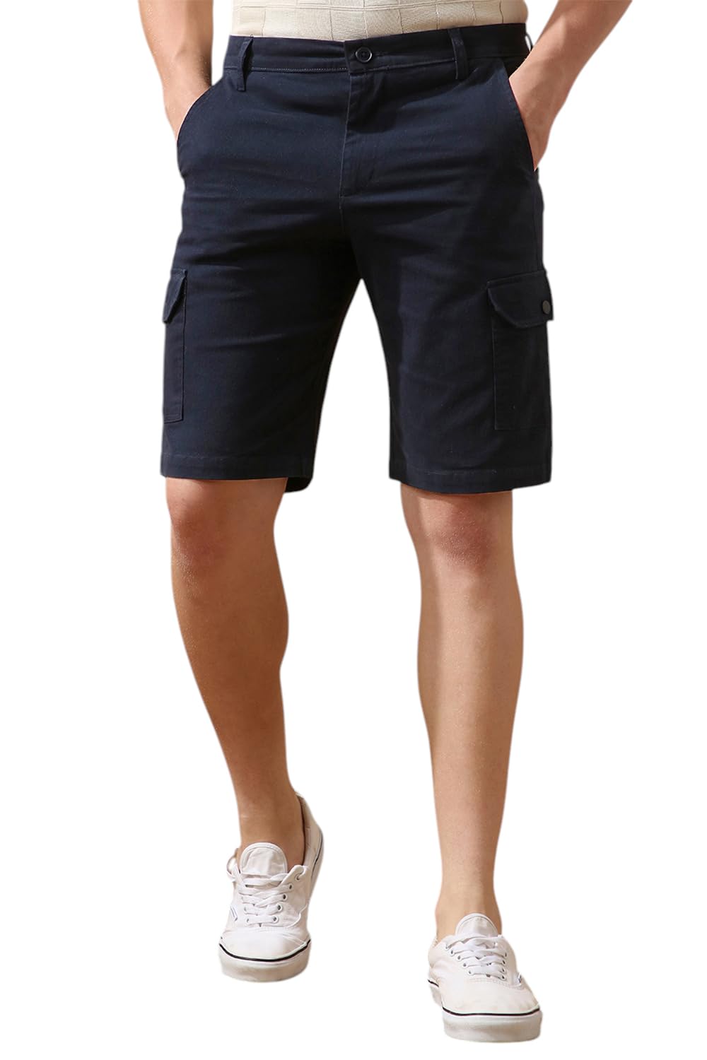 Dennis Lingo Men Navy Regular-Fit Cargo Shorts