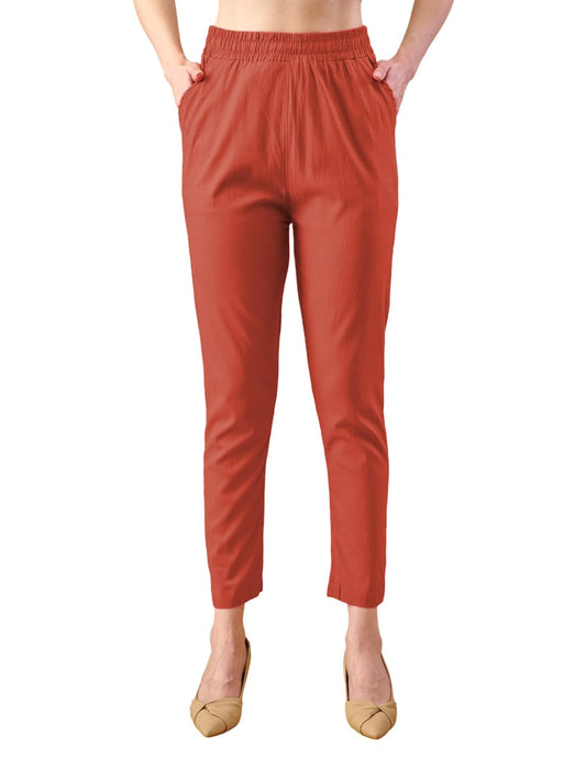 Lyra Cotton Pant For Women  Stylish & Comfortable Slub Cotton Blend With Lycra | Free Size | Cross Pocket Design | Color Lock Te
