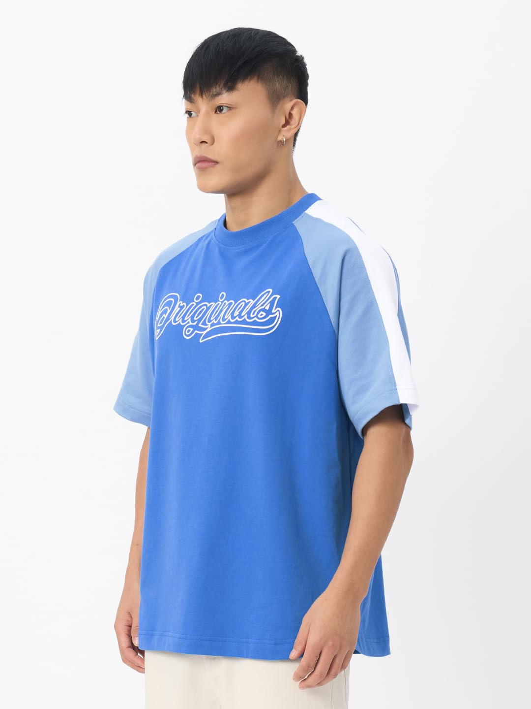 The Souled Store Originals : Racer Blue Mens and Boys Oversize Fit Half Sleeves Cotton T-Shirt