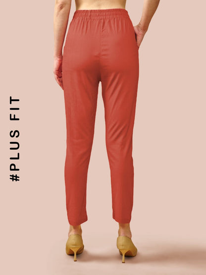 Lyra Cotton Pant For Women  Stylish & Comfortable Slub Cotton Blend With Lycra | Plus Fit | Cross Pocket Design | Color Lock Tec