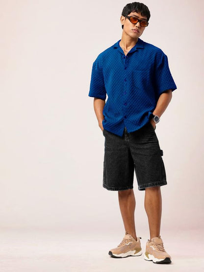 Tee Projekt Men Popcorn Shirt ll Effortlessly Stylish and Perfect for Weekend Wear Navy Blue