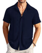 Noble Monk MenS Solid Casual Shirt |Half Sleeve | Regular Fit |Stylish Shirt For Men Navy Blue