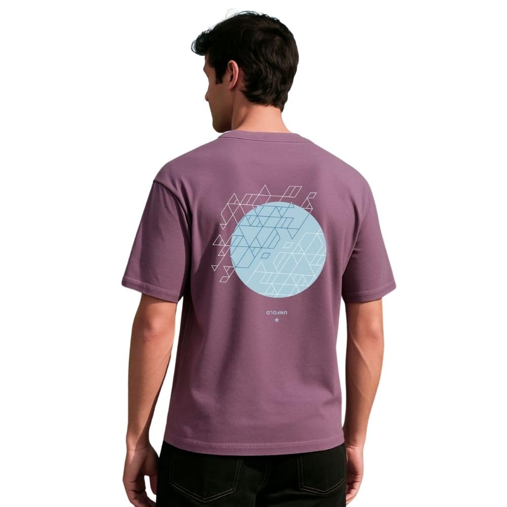 Nobero MenS Graphic Print Oversized Fit T-Shirt (1M-Twrt-C1092_Grape Nectar