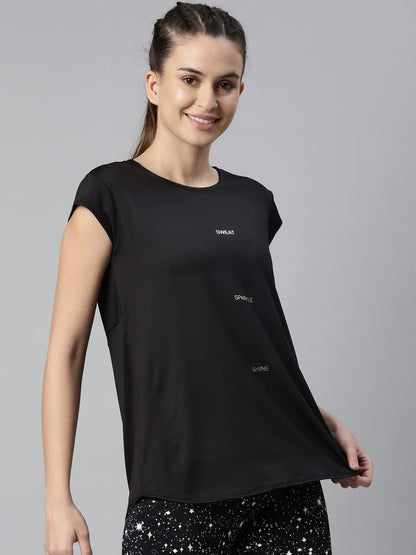 Enamor Athleisure Womens Cotton Light Weight Quick Dry 4 Way Stretch Antimicrobial Relaxed Fit Short Sleeve Crew Neck Active Lo