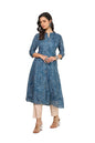 Soch Womens Blue Art Silk Bandhani Print Kurta With Beads
