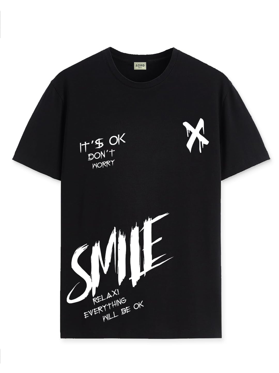 ADRO Mens Smile Printed Cotton T-Shirt_RN24-L2-SMILE-BL