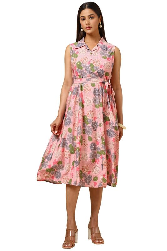 Soch Womens Pink Rayon Floral Print Dress