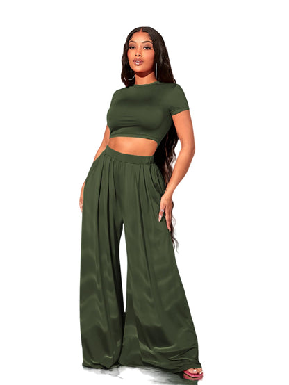 Kotty WomenS Solid Co-Ord With Trousers(Green,S)