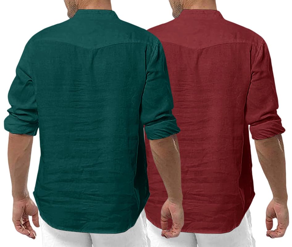 Royalscout MenS Cotton Polyester Blend Solid Regular Fit Full Sleeve Short Kurta | Ethnic, Lightweight Summer Kurta For Daily &