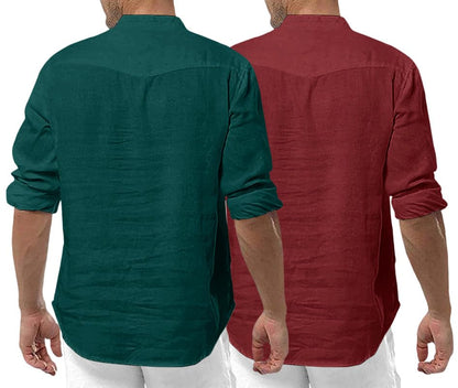 Royalscout MenS Cotton Polyester Blend Solid Regular Fit Full Sleeve Short Kurta | Ethnic, Lightweight Summer Kurta For Daily &