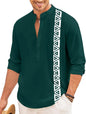 Finivo Fashion MenS Short Kurta With Printed Geometric Side Panel | Cotton Blend Full Sleeve Ethnic Topwear With Mandarin Collar