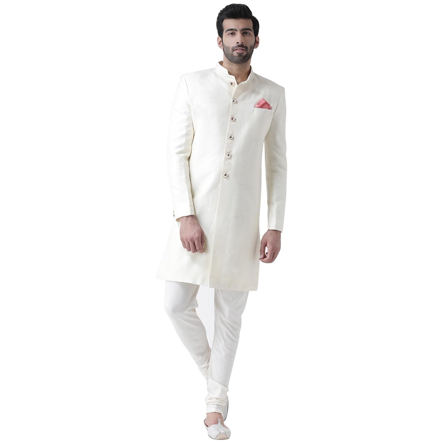 Kisah Sherwani For Men Wedding  Jacquard Indo Western Sherwani With Churidar | Designer Ethnic Outfit For Groom & Festivals, Off