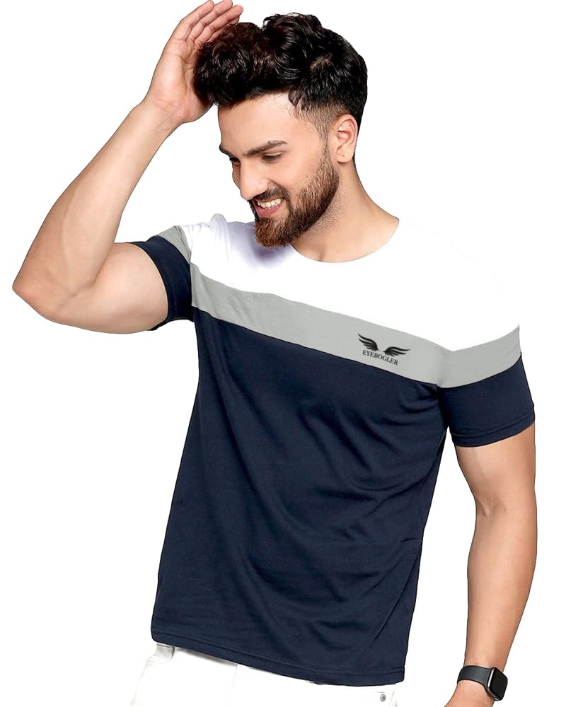Noble Monk Men Regular Fit T-Shirt | Round Neck | Half Sleeve | Self Design | Casual T Shirt For Men