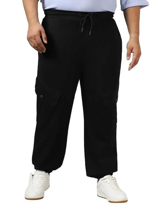 Bewakoof Air 1.0 Mens Solid Super Loose Fit Plus Size Joggers_580390_Black_3XL