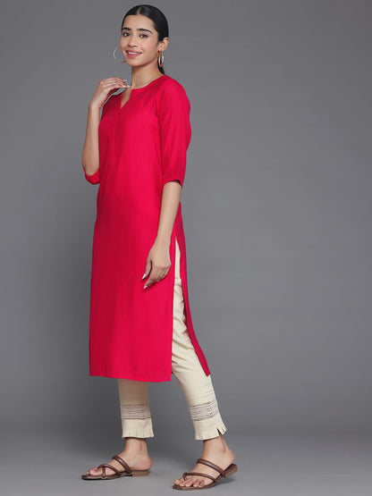 Libas WomenS Silk Woven Design Straight Kurta (26882_Red