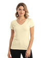 Juneberry Women Solid V Neck Pure Cotton T-Shirt