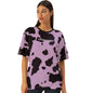 Veirdo Womens Cotton Short Sleeve Oversized Cow Printed T-Shirt/Girls