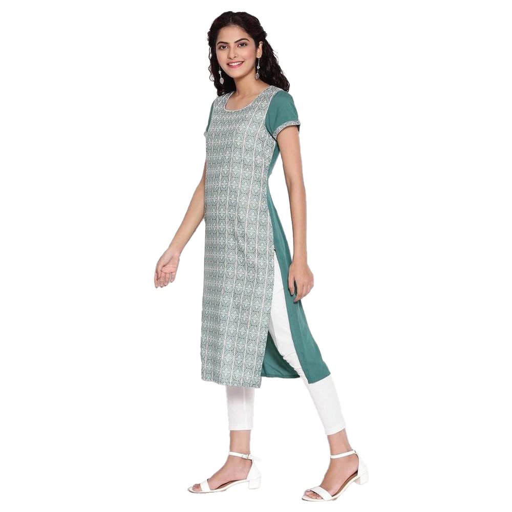 Aurelia Round Neck Cotton Womens Knee Length Kurta (S21AUA11871D-P)