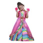 Naixa GirlS Satin Sleeveless Round Neck Pink Shrug With Multicolor Ethnic Printed Readymade Lehenga Choli Set For Every Occasio