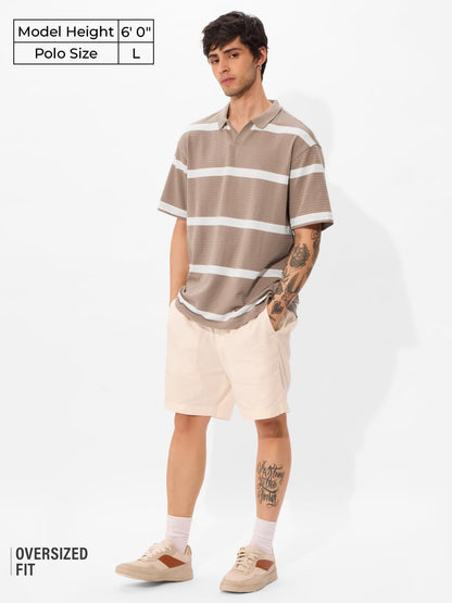The Souled StoreClay Men and Boys Short Sleeves Collared Neck Cotton Blend Oversized Polos