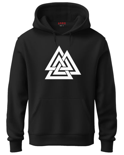 ADRO Men's Cotton Neck Hooded Sweatshirt (H21-M-TKT-BL_Black)