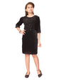 Aarika Girls Velvet Bodycon Above The Knee Dress (New_MD-A-23047_Black
