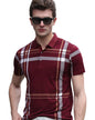 Eyebogler MenS Trendy Polo Neck Half Sleeves Regular Fit Checkered T-Shirt